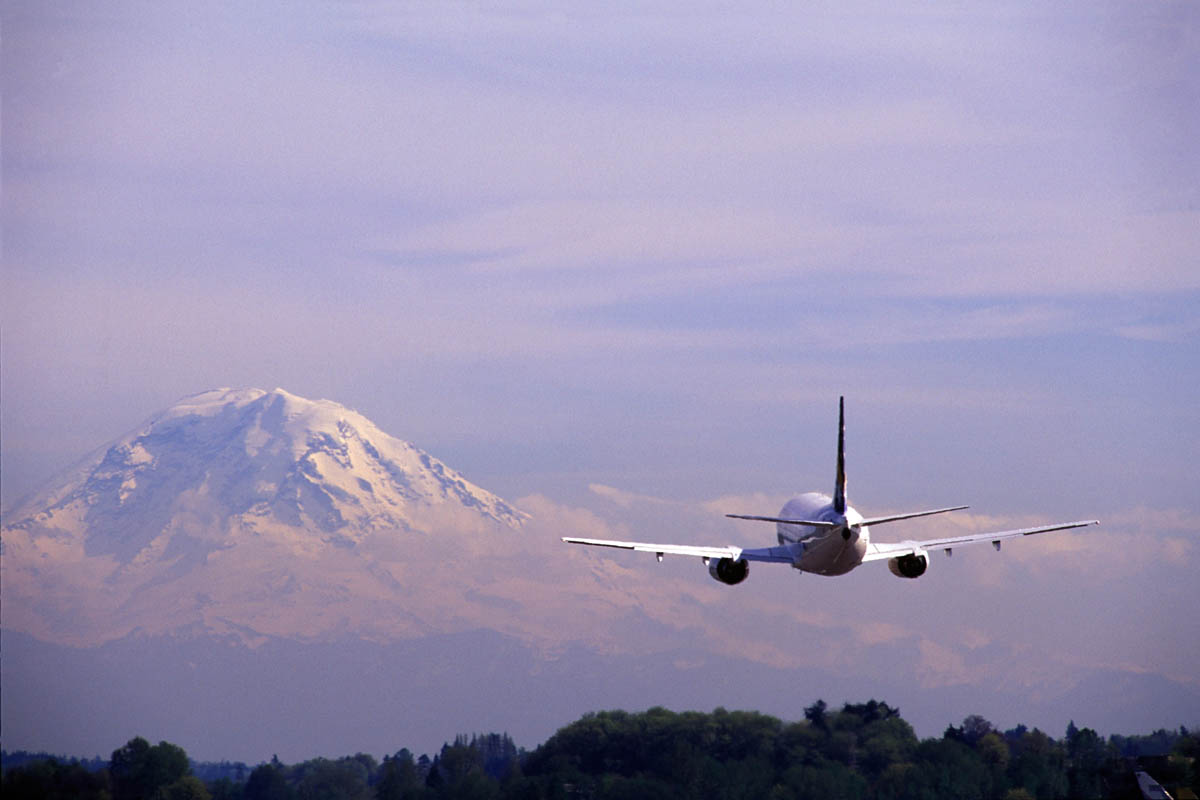Boeing Airfield, Seattle. Mt. Rainier background
