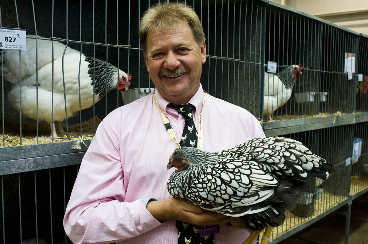 Henpecked poultry judge. Royal Easter Show, Sydney